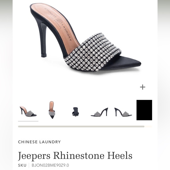 Chinese Laundry Jeepers Black Rhinestone Heels - Picture 6 of 9